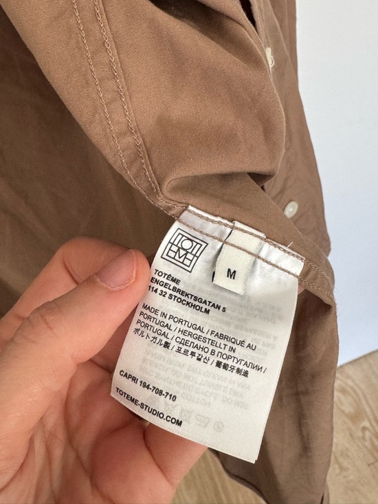 Toteme taupe/brown button up, M - Picture 5 of 5